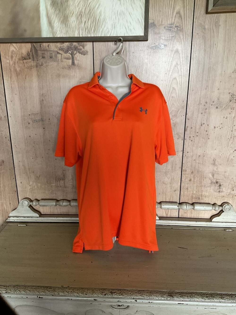 Under Armour Loose Fit Performance Polo Shirt Orange Size Large ID